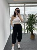 Siyah Dikişli Gabardin Şalvar Pantolon