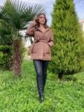 Kahve Belden Bağlamalı Mont