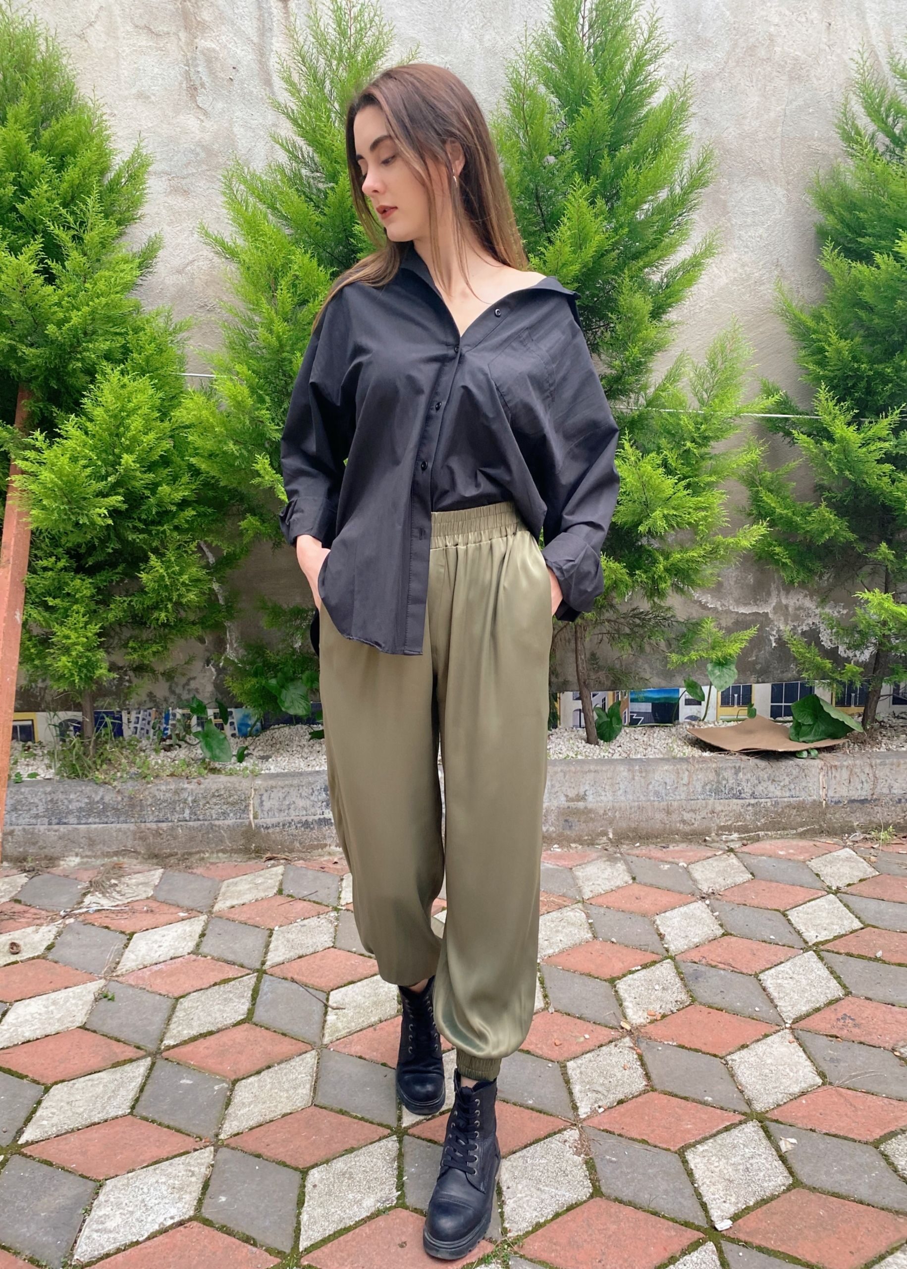 Yeşil Şalvar Pantolon - Görsel 3