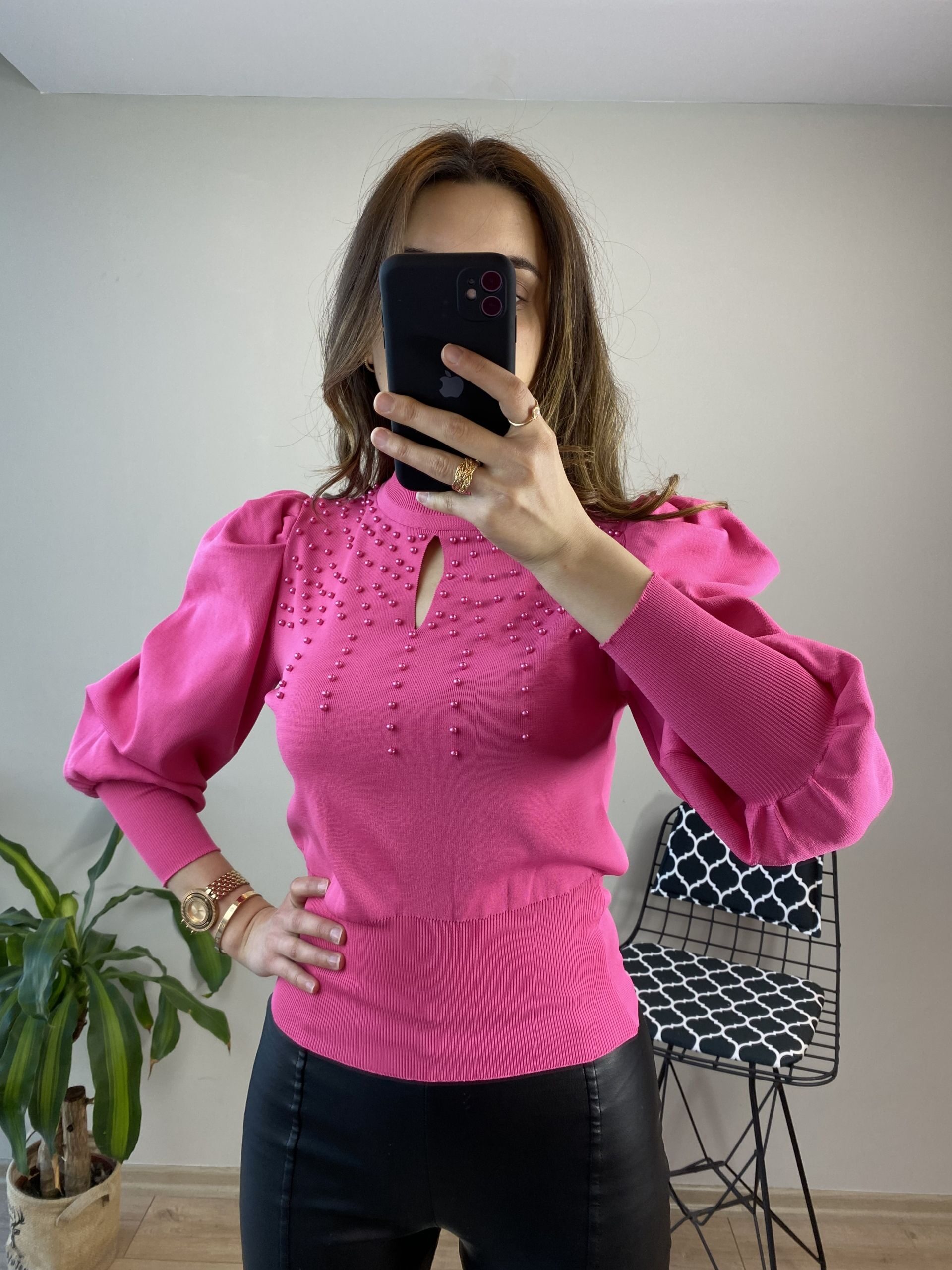 Pembe İnci Detaylı Bluz - Görsel 2