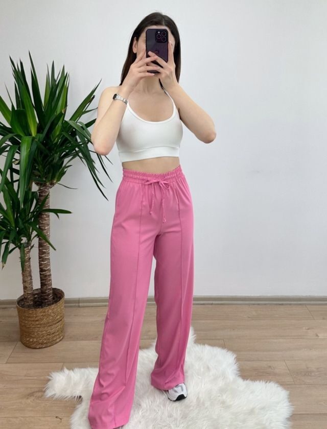Pembe Dikiş Detay Palazzo