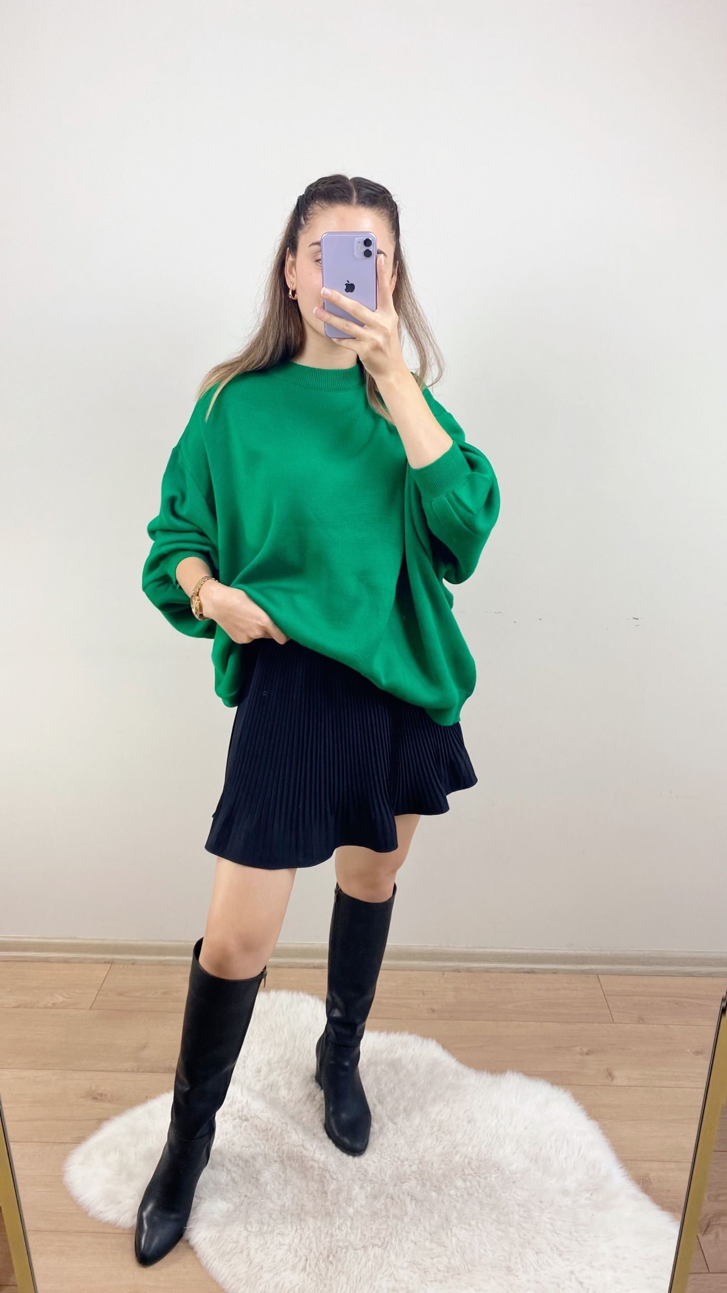 Yeşil Oversize Triko Kazak