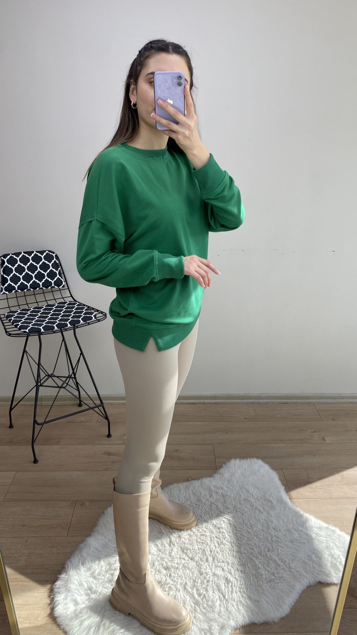Yeşil Bisiklet Yaka Sweat - Görsel 3