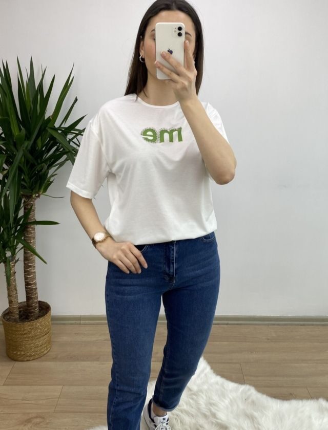 Yeşil “me” Baskılı Tshirt