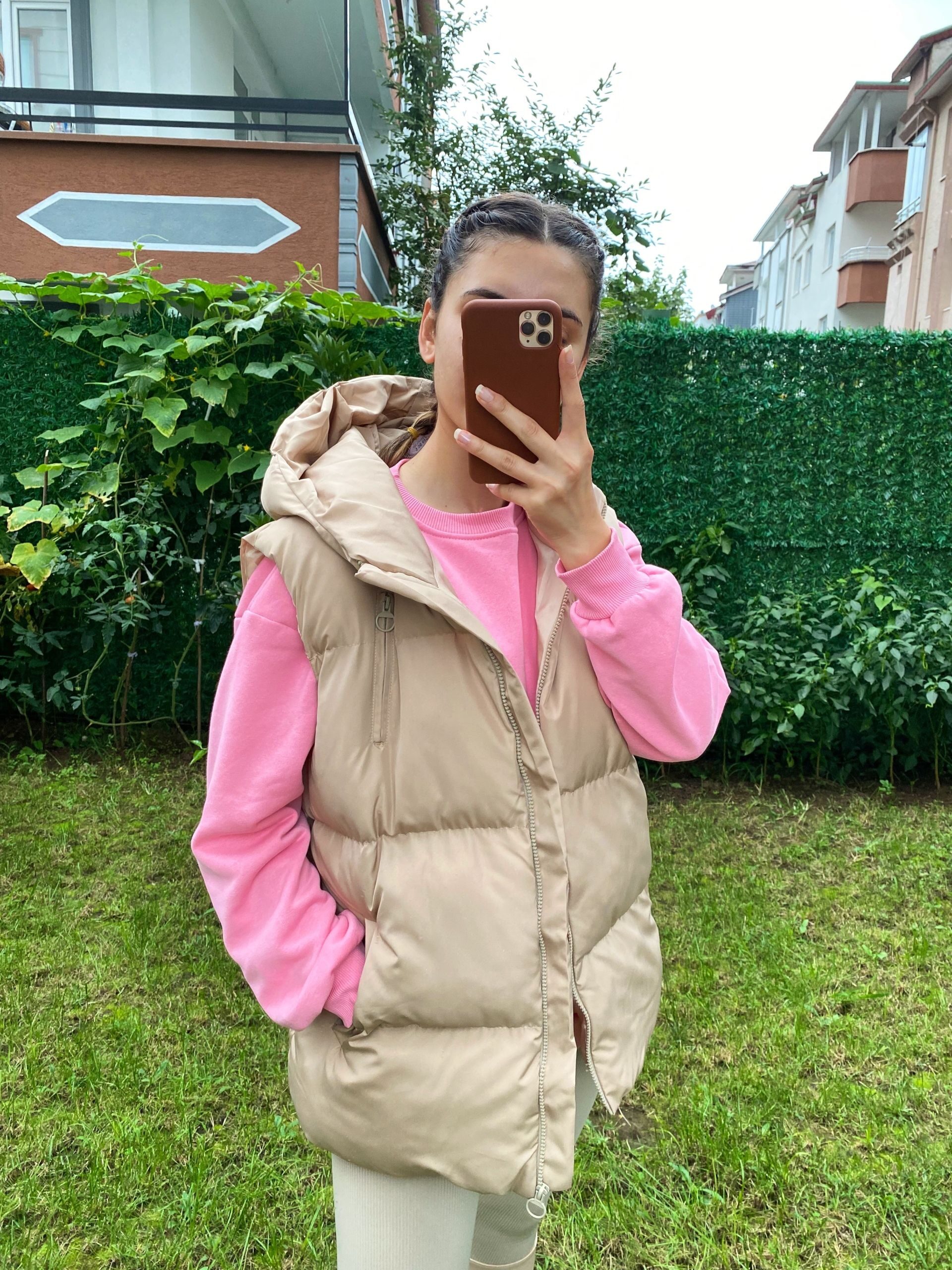 Bej Oversize Şişme Yelek - Görsel 3