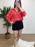 Kırmızı Bambu Oversize Premium Gömlek