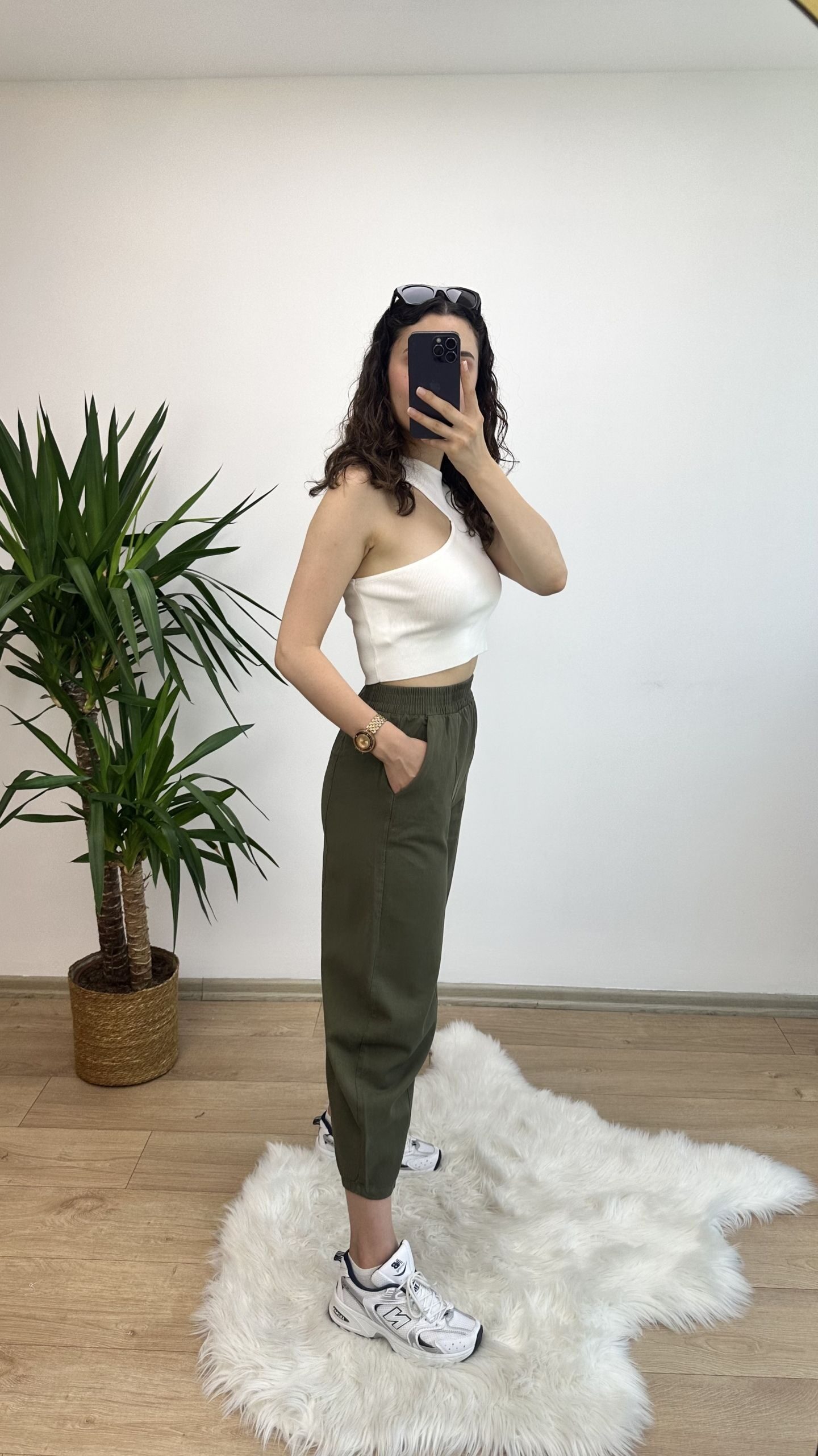 Haki Gabardin Dikişli Şalvar Pantolon - Görsel 5