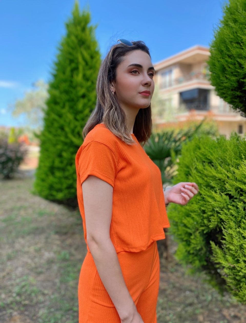 Turuncu Kısa Kol Krinkıl Takım - Görsel 5