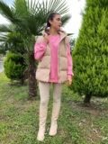 Bej Oversize Şişme Yelek
