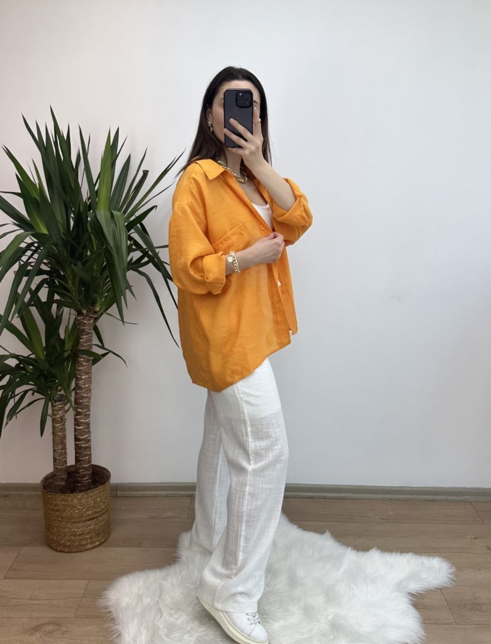 Mango Düşük Omuz Oversize Gömlek - Görsel 3