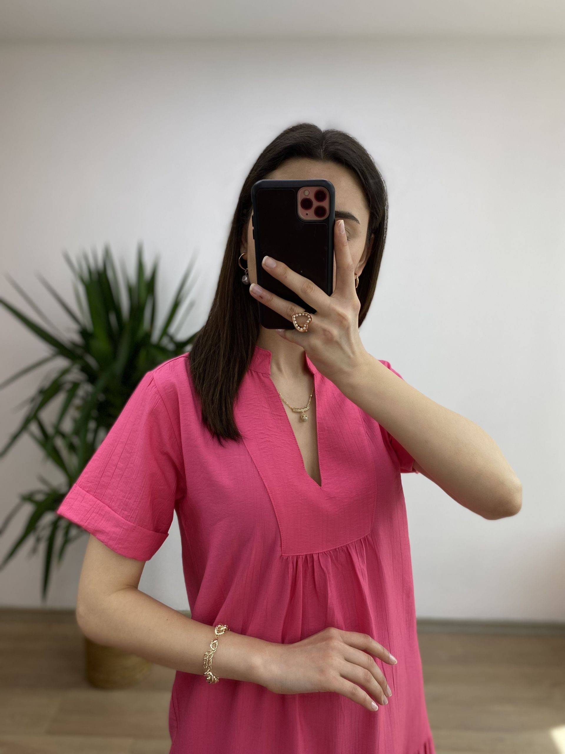 Pembe Maxi Boy Salaş Elbise - Görsel 2