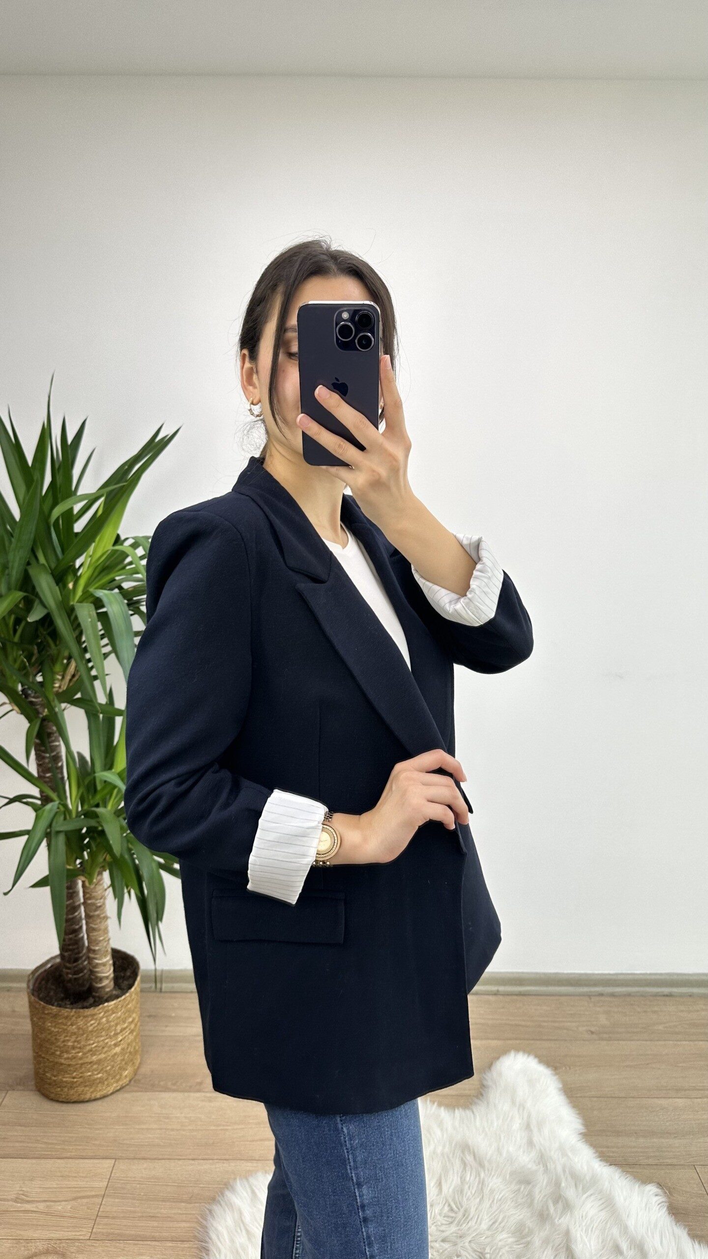 Lacivert Keten Blazer Ceket - Görsel 5