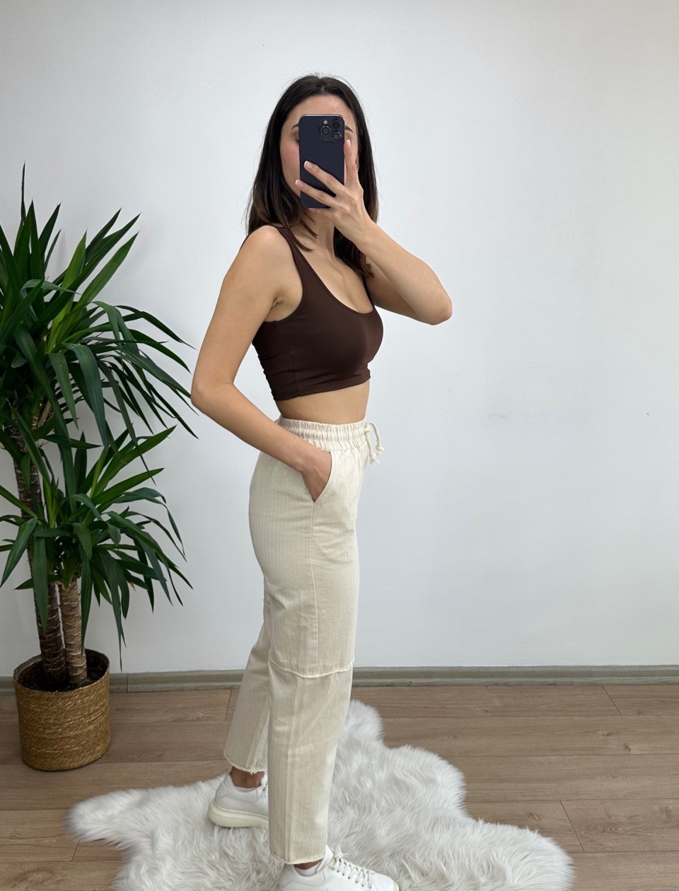 Taş GABARDİN Beli Bağcıklı Pantolon - Görsel 3