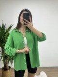 Yeşil Oversize Keten Gömlek