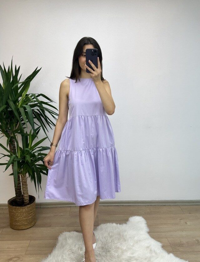Lila Halter Yaka Elbise
