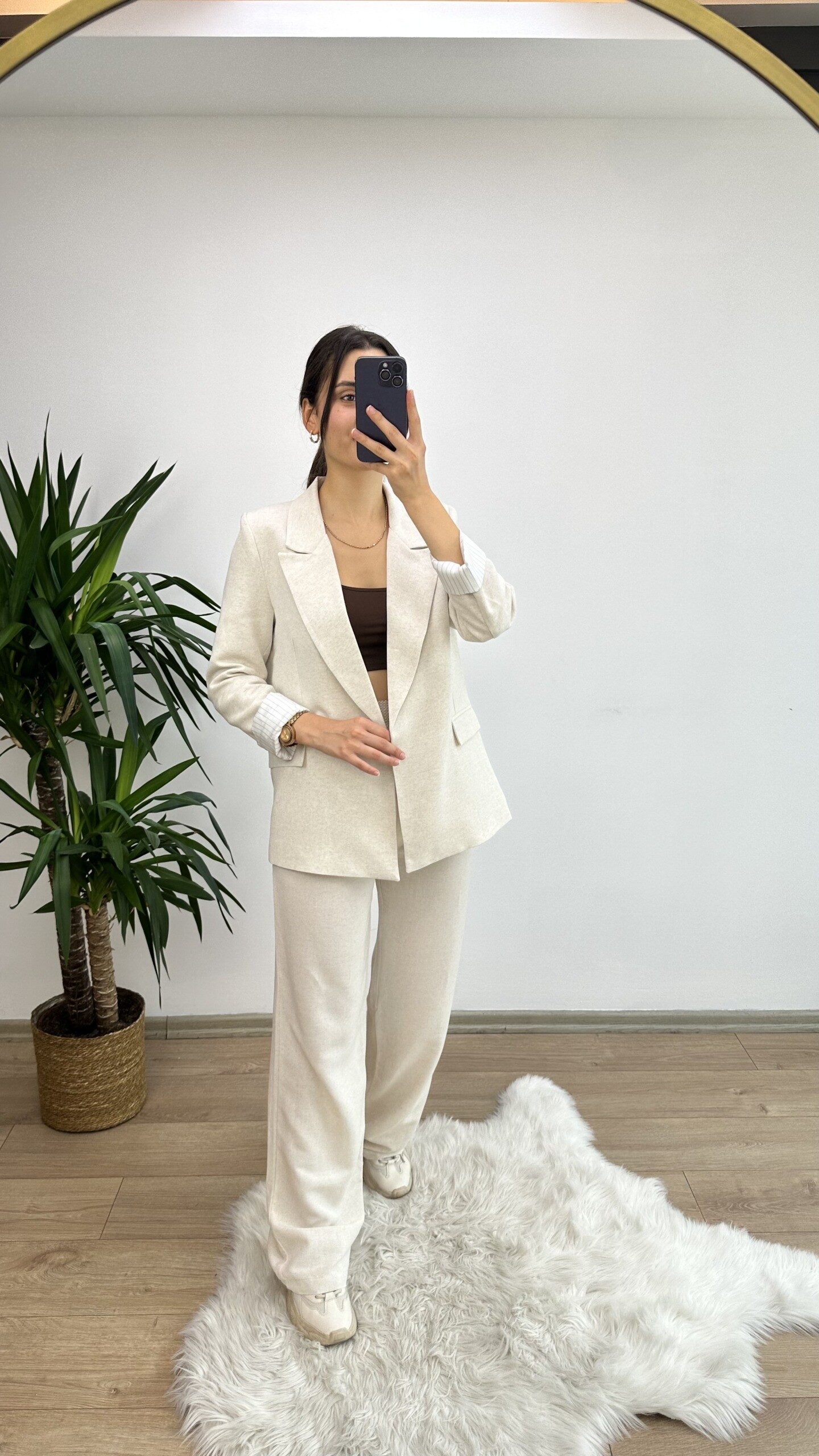 Taş Keten Blazer Ceket - Görsel 5