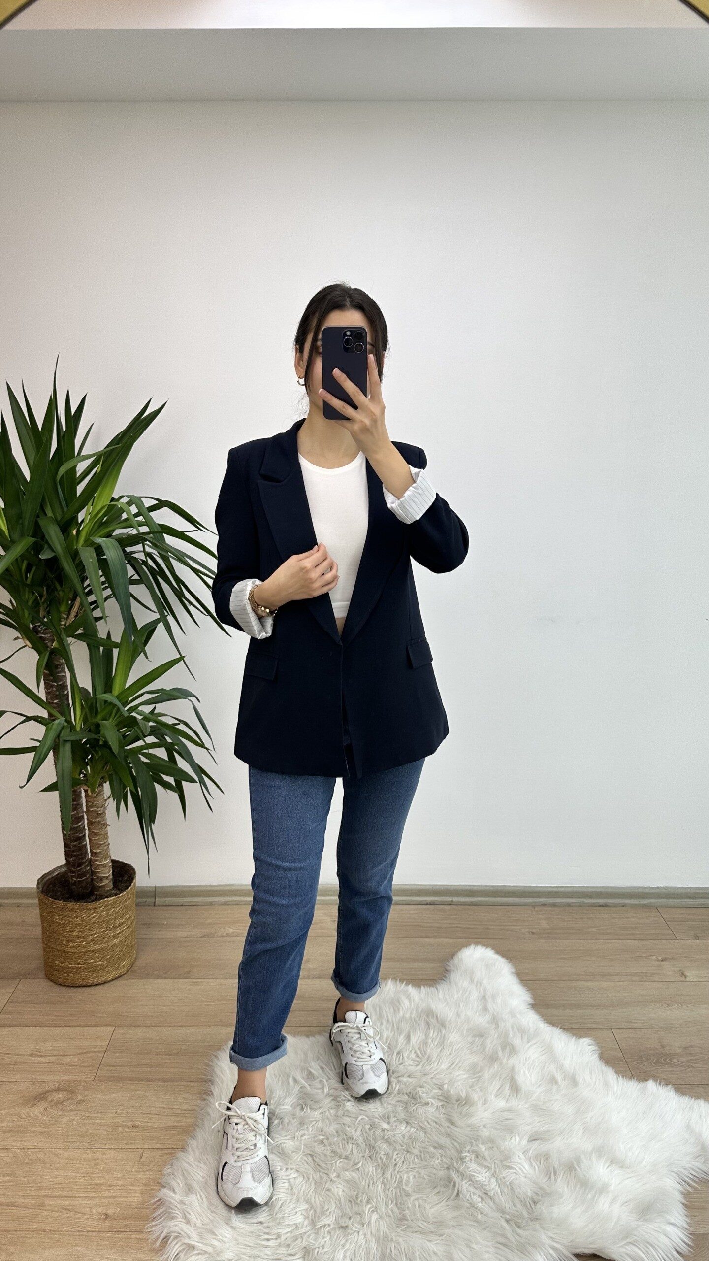 Lacivert Keten Blazer Ceket - Görsel 2
