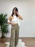 Yeşil Bel Detay Paraşüt Pantolon