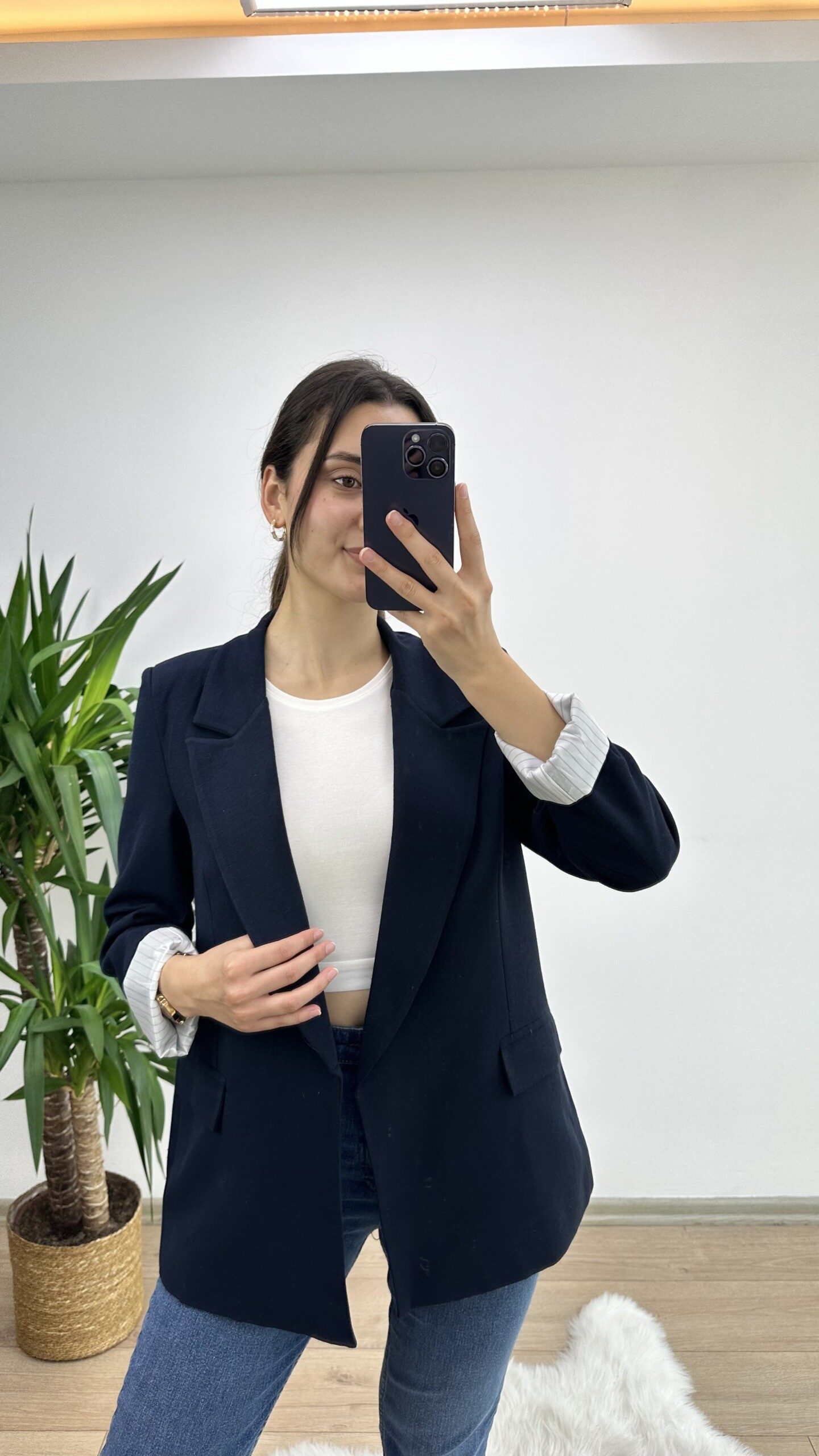 Lacivert Keten Blazer Ceket - Görsel 3