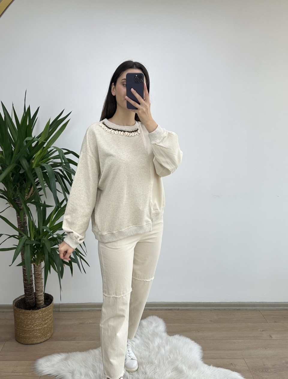 Deniz Kabuğu Detay Premium Sweat