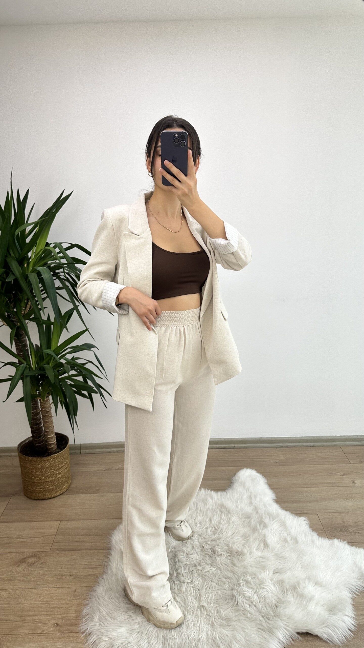 Taş Keten Blazer Ceket - Görsel 4