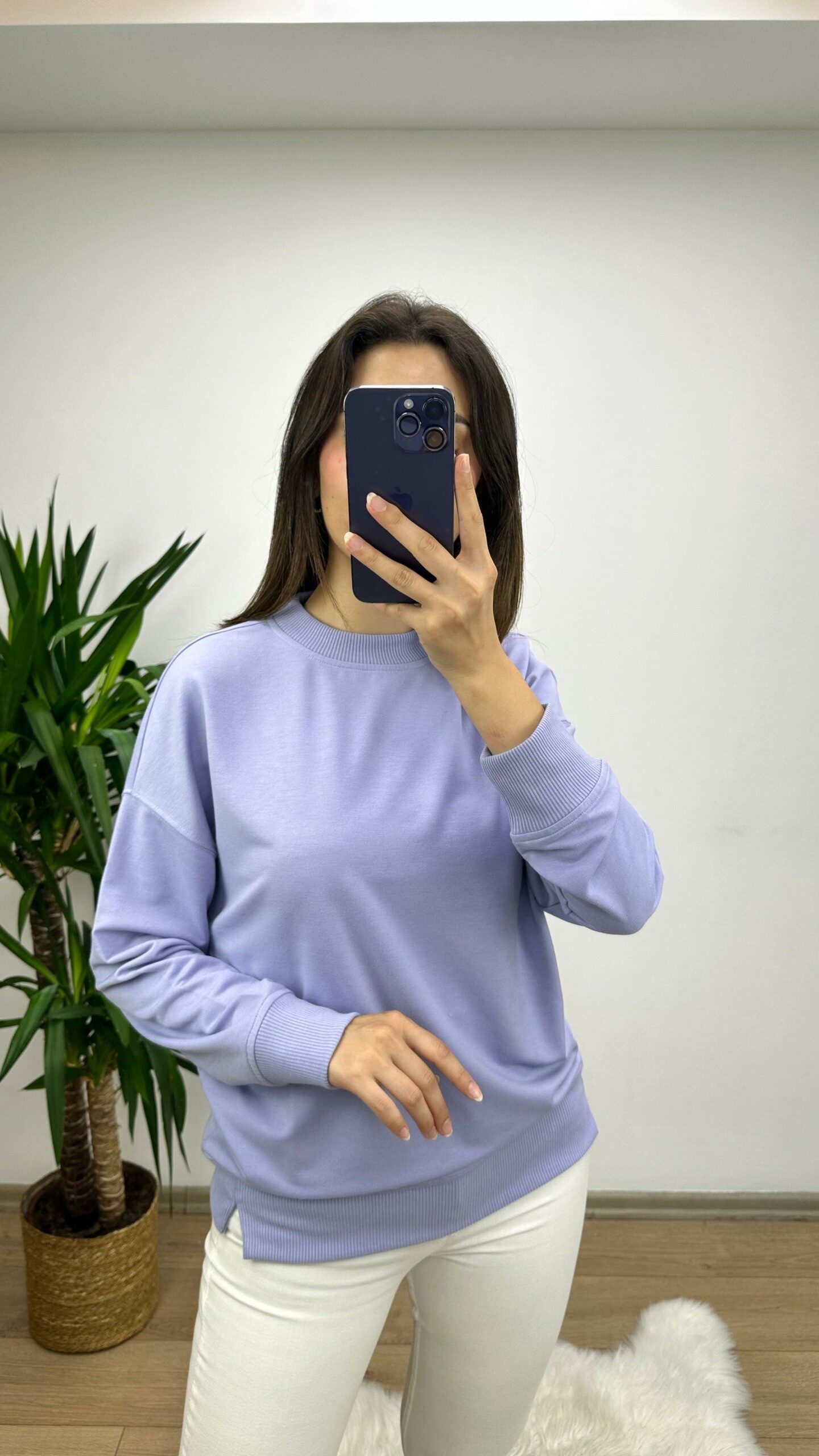 Lila Bisiklet Yaka Sweat