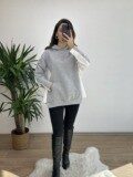 Gri Gömlek Detay Oversize Sweat