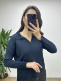 Lacivert Polo Yaka İnce Kazak