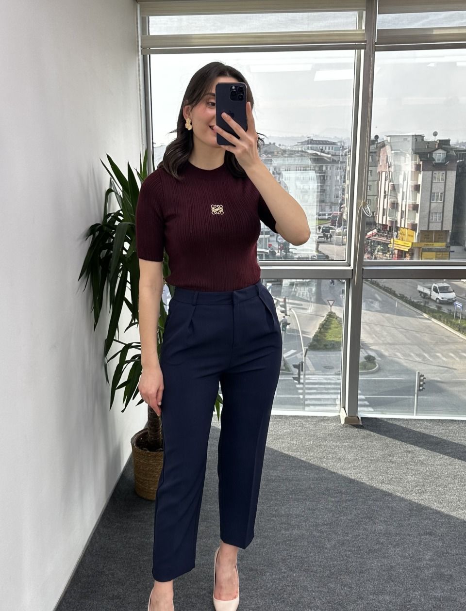 Lacivert Linda Kumaş Pantolon